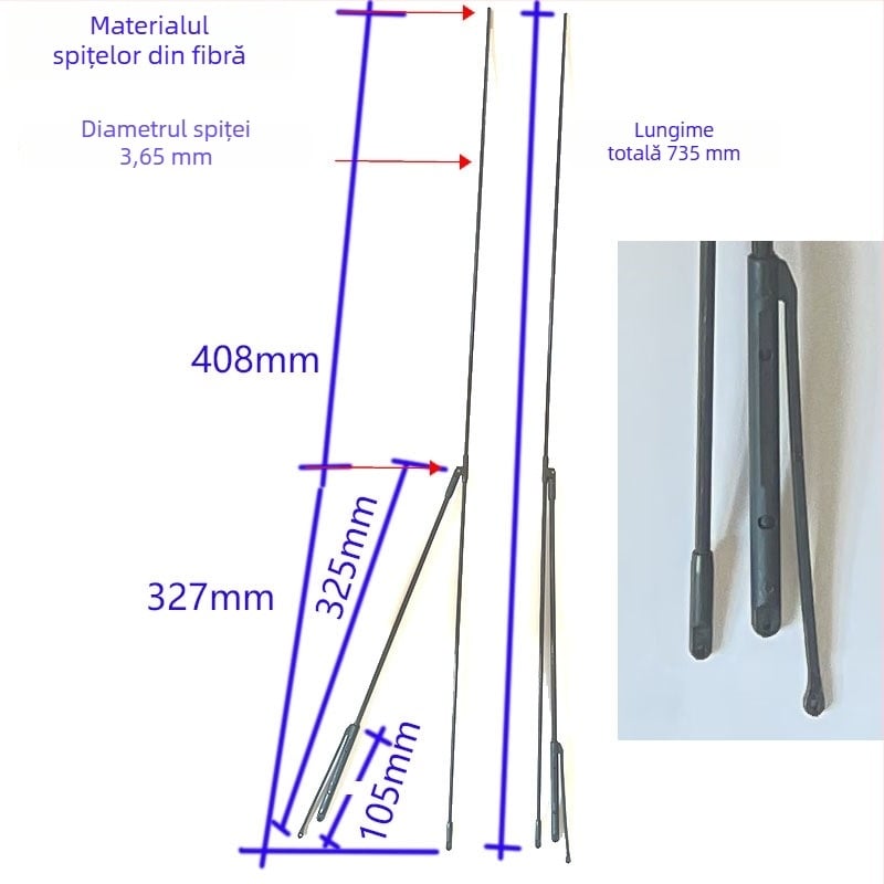 Accesorii pentru umbrelă cu 8 brațe și tijă lungă, pentru parasol solar și umbrelă de golf, mâner drept, tije din fibră