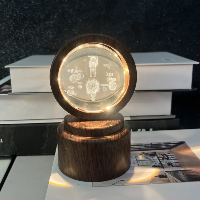Sferă de cristal cu lampă de noapte – ornament pentru Crăciun și Halloween, cadou creativ și practic