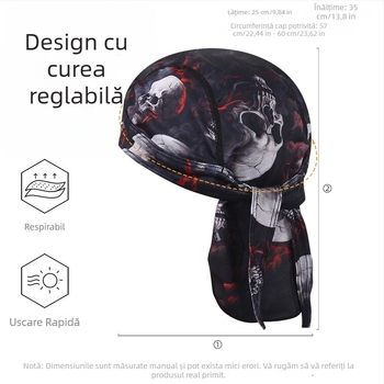 Pălărie pirat pentru activități în aer liber și muncă, reglabilă, cu șnur și coadă, eșarfă de cap pentru bucătărie, unisex