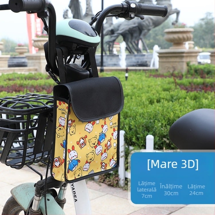 Geantă frontală pentru bicicletă, rezistentă la apă, cu buzunar pentru ecran tactil, capacitate mare, compartimentare 3D, reglabilă