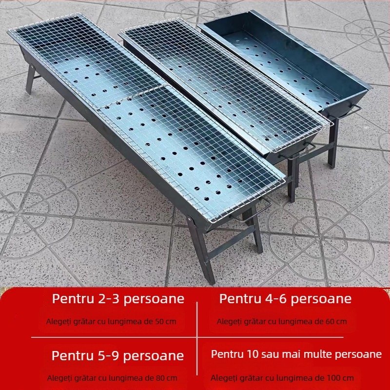 Gratar cu cărbune pentru uz casnic, suport pliabil pentru frigărui, grătar exterior în formă de V, set portabil în diferite dimensiuni