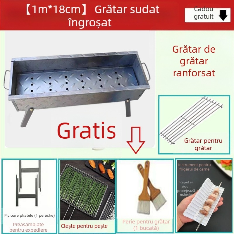 Gratar cu cărbune pentru uz casnic, suport pliabil pentru frigărui, grătar exterior în formă de V, set portabil în diferite dimensiuni