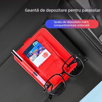 Clip de depozitare pentru parasolar auto — suport pentru ochelari, carduri și documente