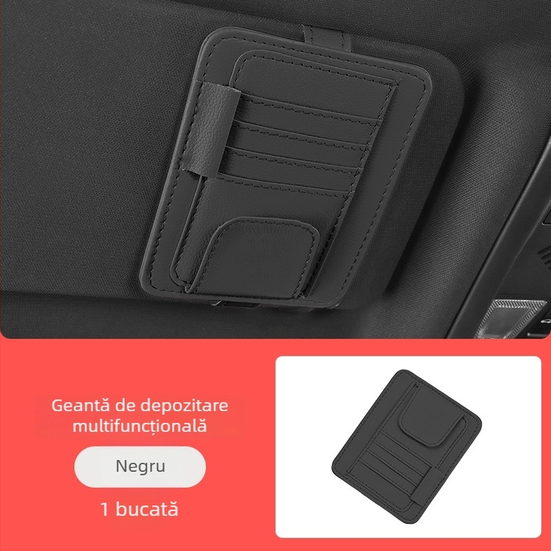 Clip de depozitare pentru parasolar auto — suport pentru ochelari, carduri și documente
