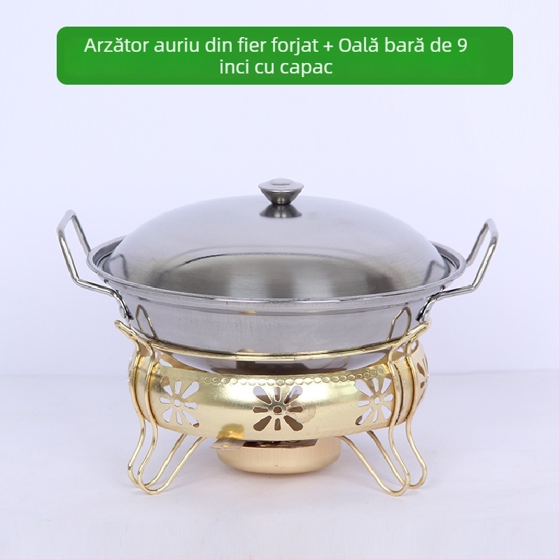 Foc de alcool portabil și set de oale pentru gătit uscat – pentru cămin