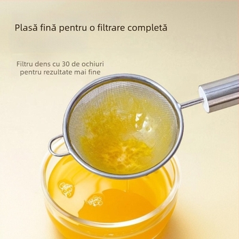 Separator de albușuri cu mâner alb, sită pentru făină – ustensilă de bucătărie pentru coacere