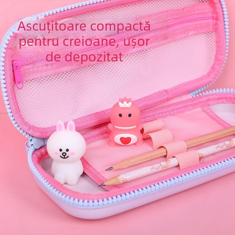 Ascuțitor de creioane cu design drăguț de animal, manual, PVC și metal