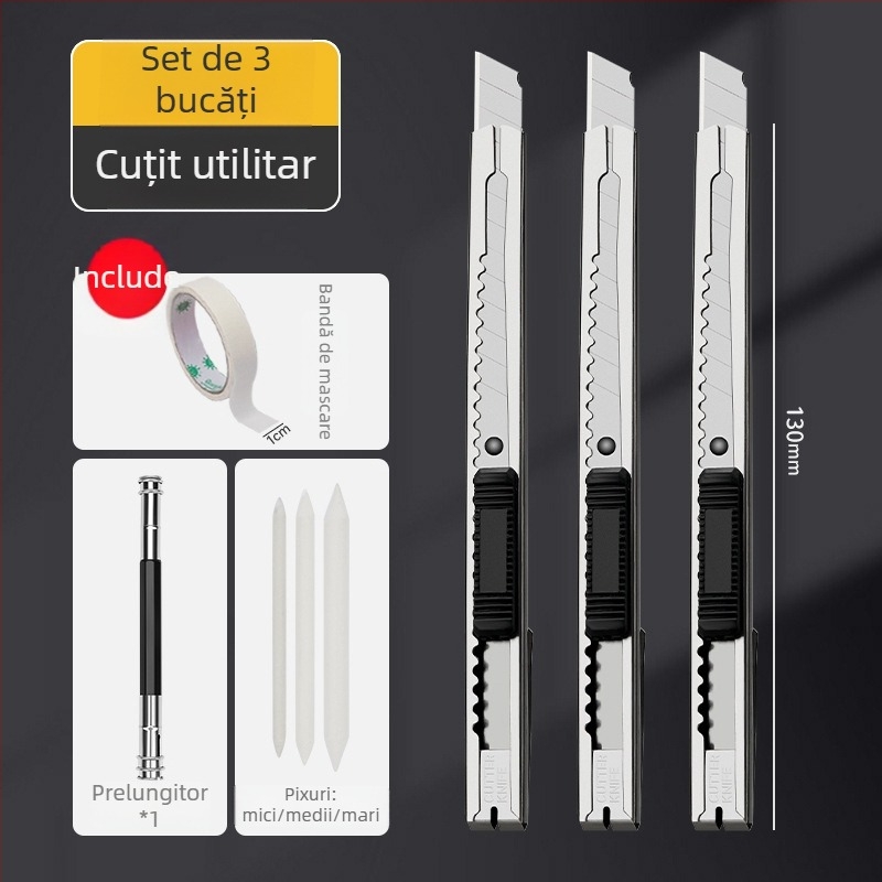 Cuțit de Artă cu lamă argintie, mic, ascuțit, pentru studenți la artă și desen, lucrat manual, cutter pentru deschiderea cutiilor