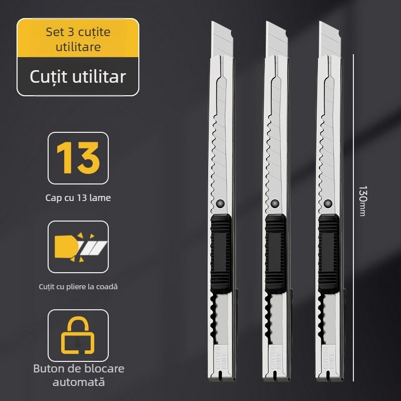 Cuțit de Artă cu lamă argintie, mic, ascuțit, pentru studenți la artă și desen, lucrat manual, cutter pentru deschiderea cutiilor