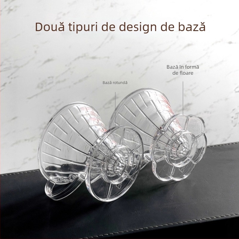 Filtru de cafea conic mare pentru preparare manuală, filtru V60 transparent, dimensiune mică, filtru cu filet pentru picurare cafea