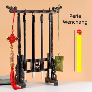 Pensulă de caligrafie Wenchang cu păr de oaie mare și suport pentru pensule – decor de birou pentru elevi, simbol al succesului la examene și progresului în carieră