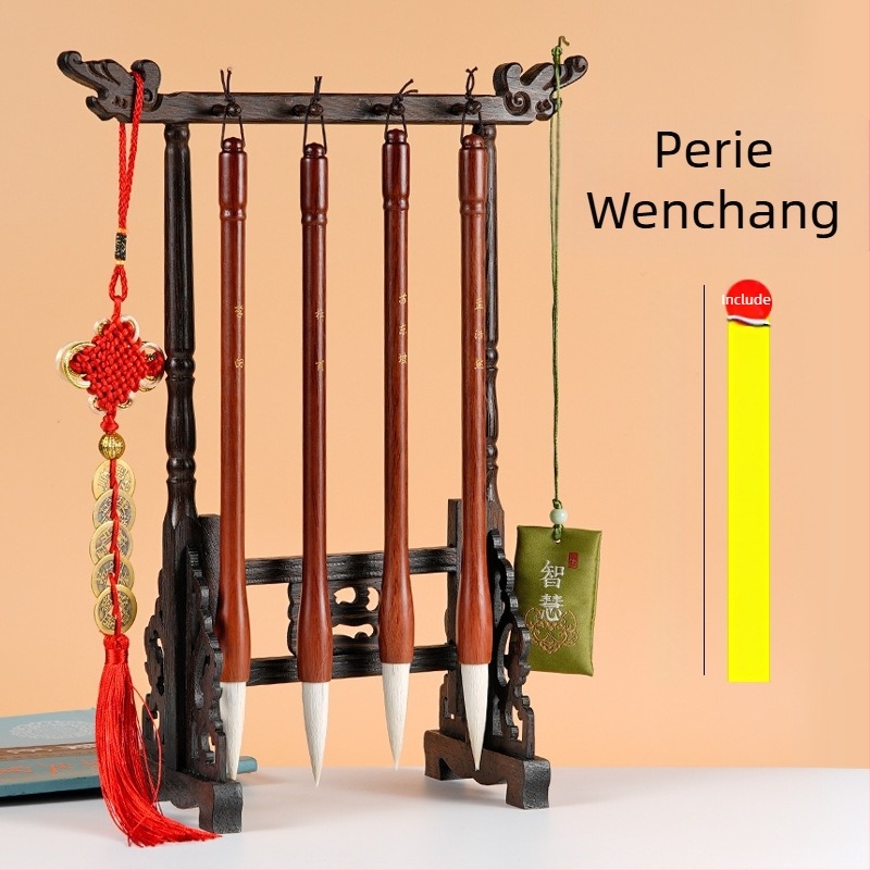 Pensulă de caligrafie Wenchang cu păr de oaie mare și suport pentru pensule – decor de birou pentru elevi, simbol al succesului la examene și progresului în carieră