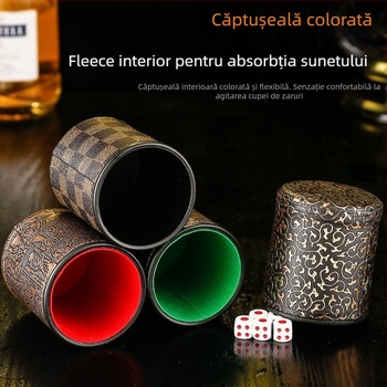 Cupe din piele pentru zaruri, silențioase, set de zaruri cu reducerea zgomotului, finisaj velur, pentru bar