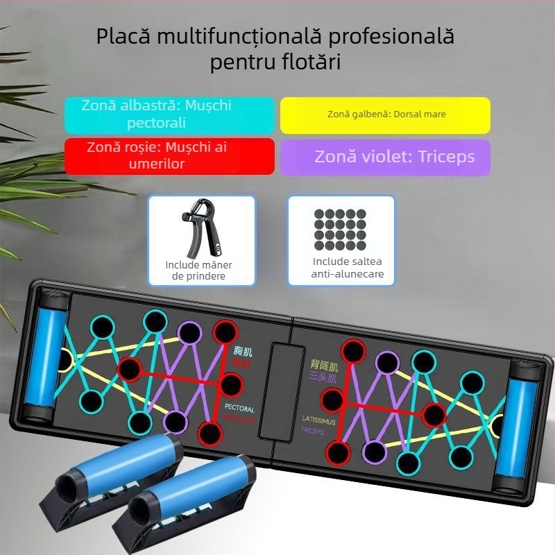Placă multifuncțională pentru flotări pentru adulți, cadru de susținere pliabil, antrenor pentru mușchii pieptului, suport plat