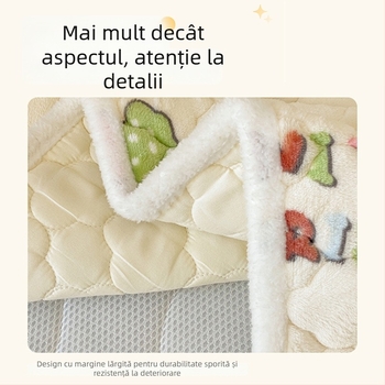 Set saltea pentru bebeluți și copii, din velur de lapte, husă din fleece coral, pătură patchwork subțire și cearșaf