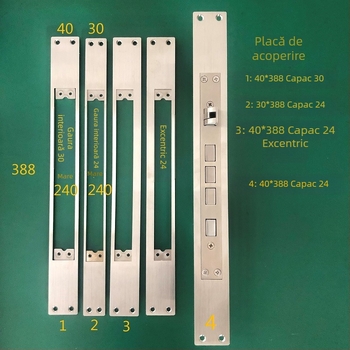 Set de plăci de acoperire pentru corpul lacătului din oțel inoxidabil – A02, design modern minimalist, plăci ghidaj, margine și plăci pentru cadrul ușii pentru amprentă