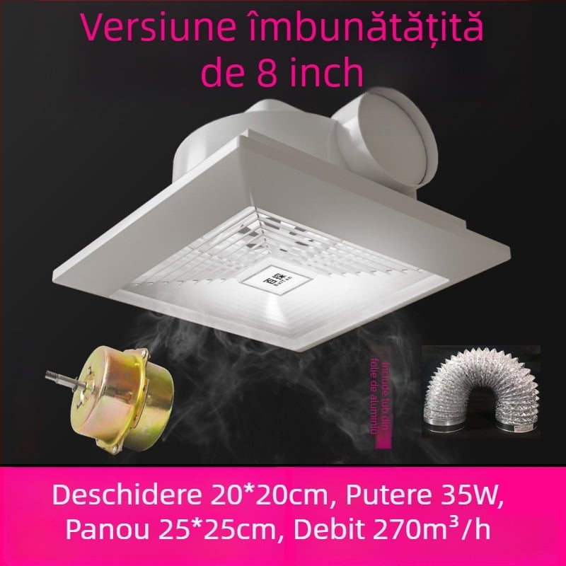Ventilator de tavan pentru baie, extractor puternic pentru tavan din gips-carton