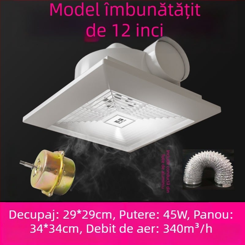 Ventilator de tavan pentru baie, extractor puternic pentru tavan din gips-carton
