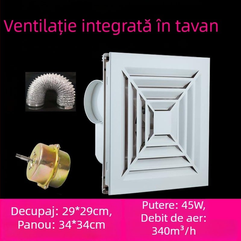 Ventilator de tavan pentru baie, extractor puternic pentru tavan din gips-carton