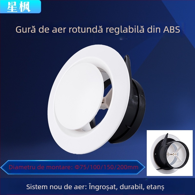 Ventil de aer proaspăt din ABS pentru conducte interioare, tip disc