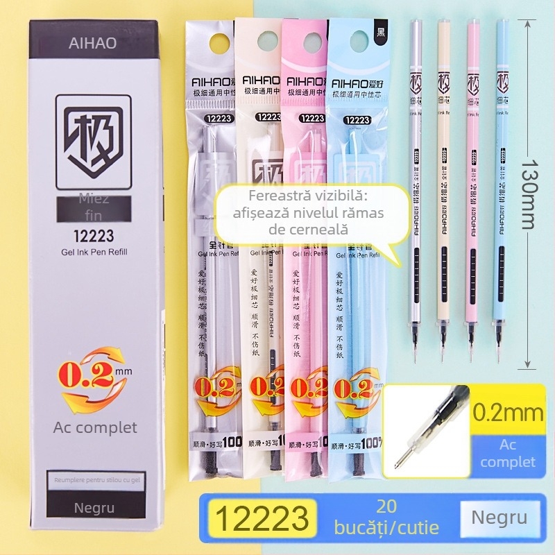 Reîncărcare pix Hobby pentru cerneală pe bază de apă, negru, vârf de tip glonț albastru cristal, pentru elevi