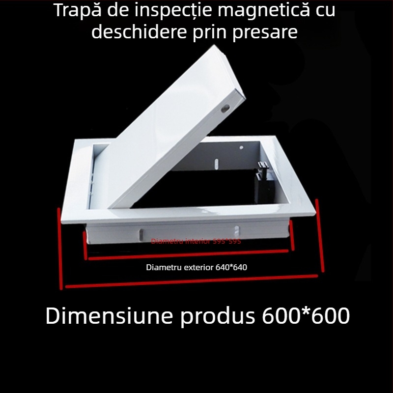 Capac de acces din aliaj de aluminiu, cu prindere magnetică, pentru inspecția conductelor din baie
