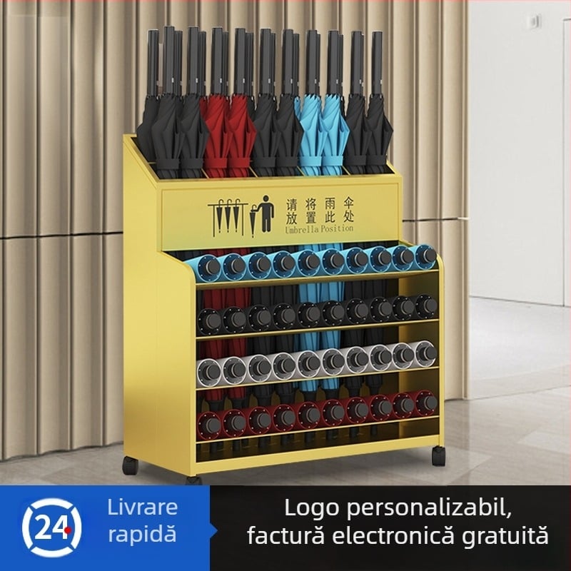 Suport pentru umbrele promoționale cu mâner lung, imprimare logo, tijă dreaptă, fără cap cu încuietoare