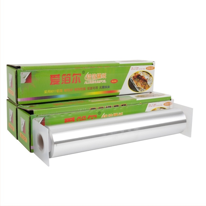 Folie de aluminiu în rolă mare 613/615 pentru grătar și coacere, lățime 38/45 cm, grosime 15–30 mm, cu logo imprimat