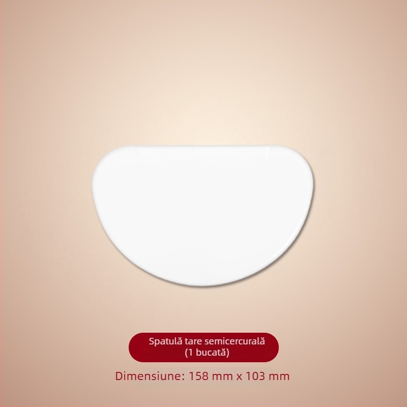 Instrumente de panificație din plastic alimentar: spatule pentru cremă și prăjituri, cuțit pentru rulourile de orez, șpachtă moale cu formă trapezoidală semicirculară.