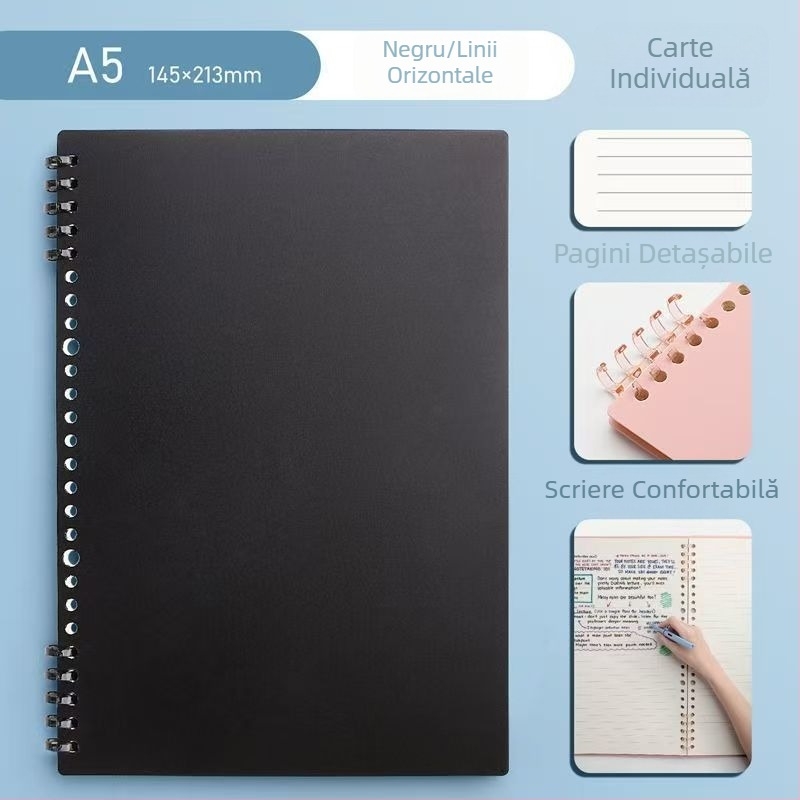 Carnet cu spiral în stil Morandi, plăcut la atingere, spiral detașabil, pentru elevi de gimnaziu