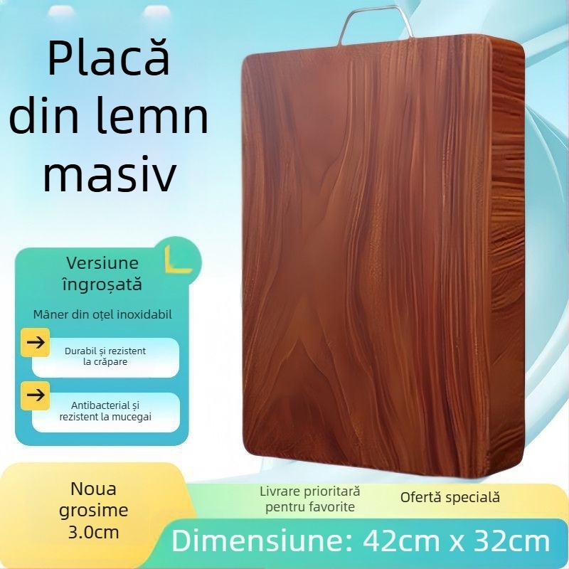 Placă de tăiat din lemn tare, rezistentă la mucegai și antibacteriană, din lemn masiv pentru bucătărie