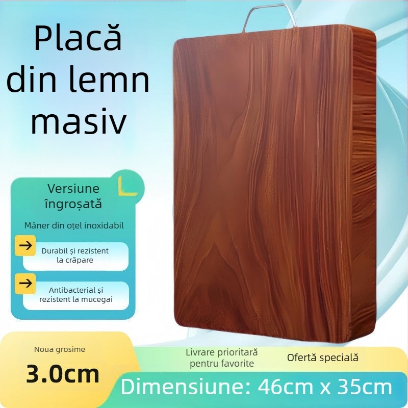 Placă de tăiat din lemn tare, rezistentă la mucegai și antibacteriană, din lemn masiv pentru bucătărie