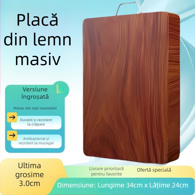 Placă de tăiat din lemn tare, rezistentă la mucegai și antibacteriană, din lemn masiv pentru bucătărie