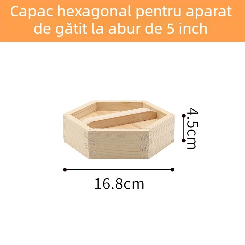 Coș de aburi din lemn hexagonal pentru uz casnic, potrivit pentru dim sum și găluște la abur