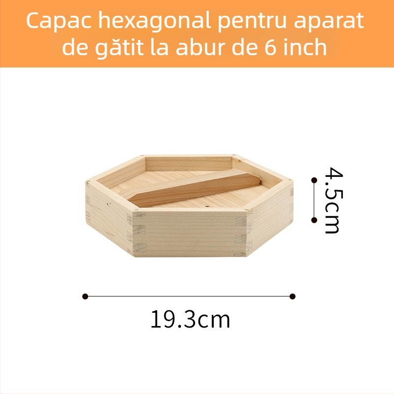Coș de aburi din lemn hexagonal pentru uz casnic, potrivit pentru dim sum și găluște la abur