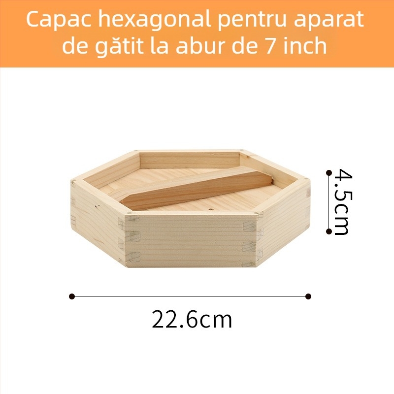 Coș de aburi din lemn hexagonal pentru uz casnic, potrivit pentru dim sum și găluște la abur
