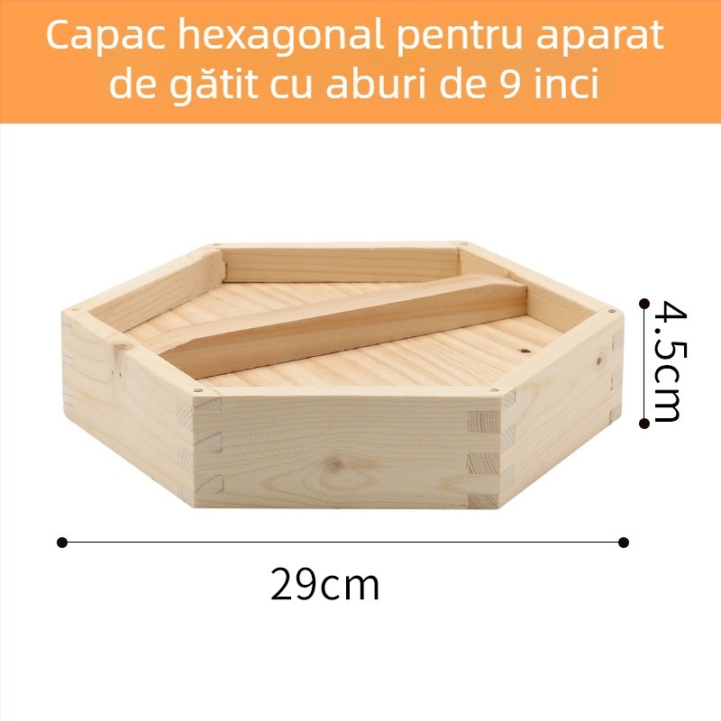 Coș de aburi din lemn hexagonal pentru uz casnic, potrivit pentru dim sum și găluște la abur
