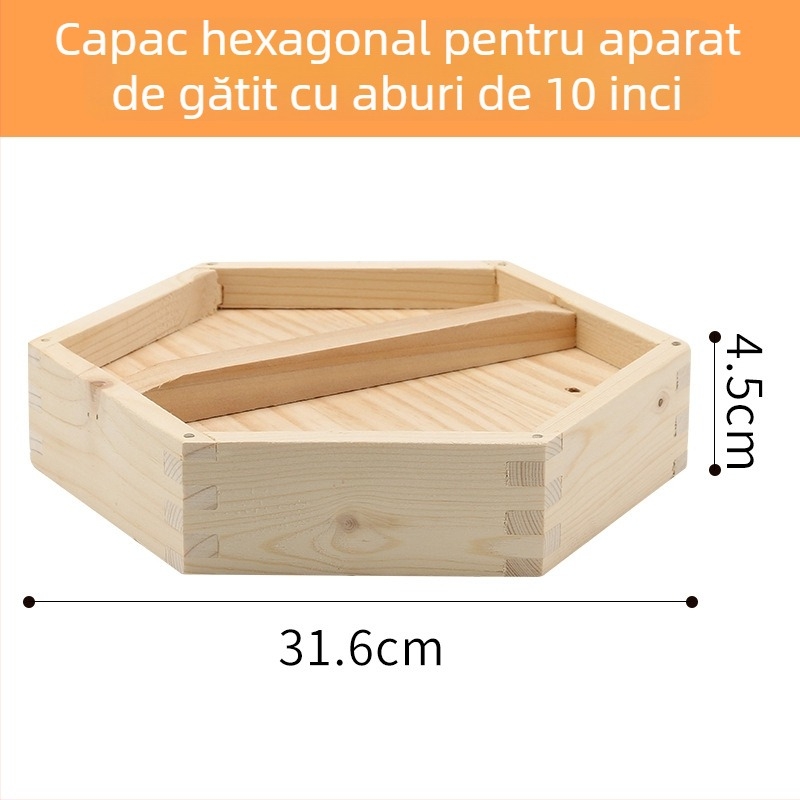 Coș de aburi din lemn hexagonal pentru uz casnic, potrivit pentru dim sum și găluște la abur
