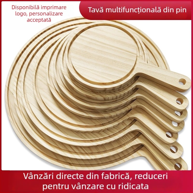 Placă din lemn masiv pentru tăiere și servire, multifuncțională: pizza, pâine, friptură, miel și sushi