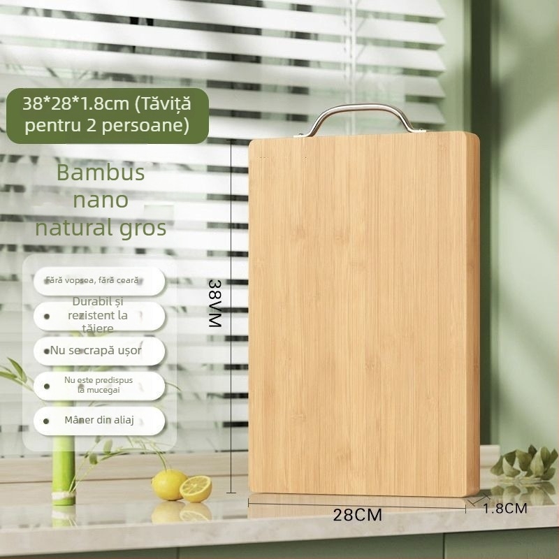 Tocător din bambus natural pentru bucătărie, placă pătrată pentru fructe și frământarea aluatului