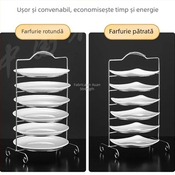 Raft de afișaj pentru farfuriile de hot pot și cele pentru servire – organizator de perete pentru farfurii