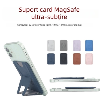 Carcasă MagSafe ultra-subțire pentru iPhone 16 cu suport și buzunar pentru carduri, magnet N52 puternic