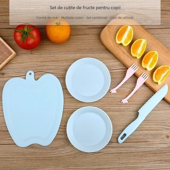 Set plastic sigur pentru copii, cu cuțit de tăiat fructe și tocător, pentru educația timpurie