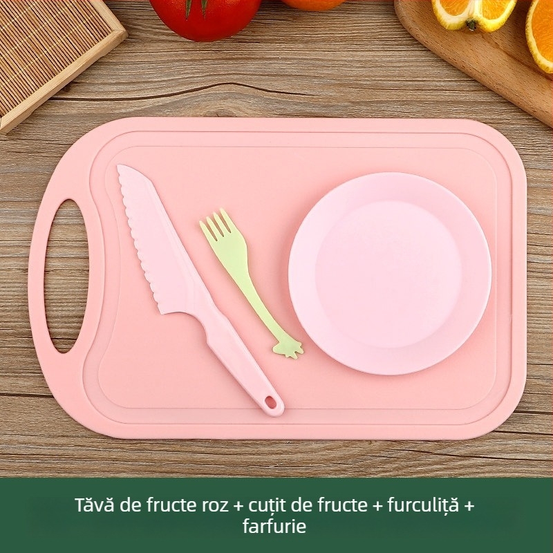 Set plastic sigur pentru copii, cu cuțit de tăiat fructe și tocător, pentru educația timpurie