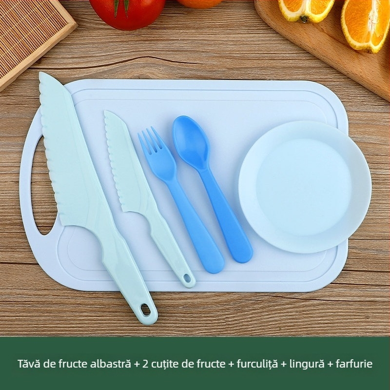 Set plastic sigur pentru copii, cu cuțit de tăiat fructe și tocător, pentru educația timpurie