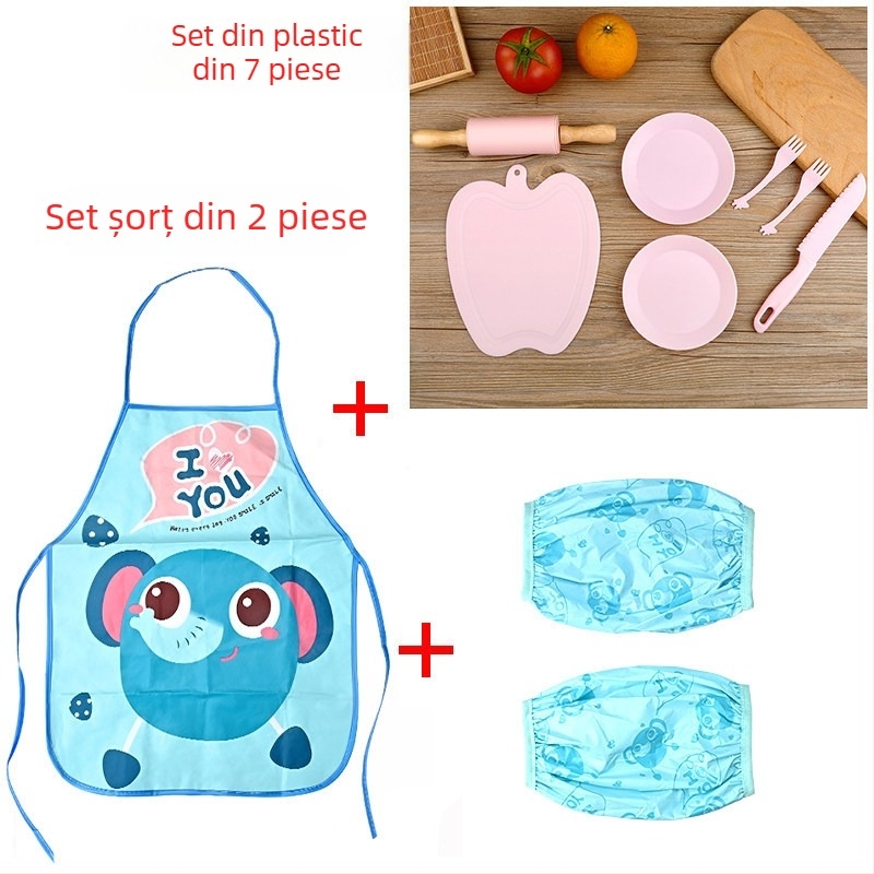 Set plastic sigur pentru copii, cu cuțit de tăiat fructe și tocător, pentru educația timpurie