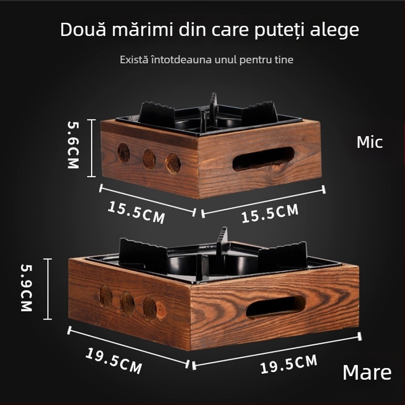 Set mini de oale uscate cu oală japoneză, plită pătrată din aluminiu pe suport din lemn, arzător cu alcool