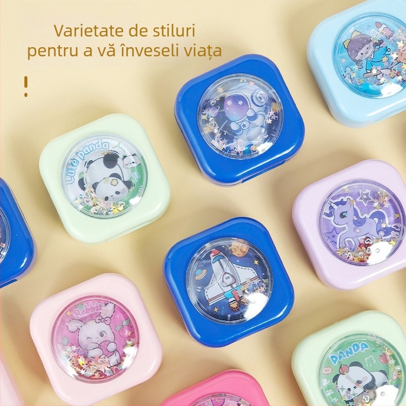 Ascutitor Rainbow Quicksand - design cartoon cu două găuri, compact, manual, pentru copii și elevi, ascuțitor mini pentru creioane de sprânene
