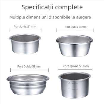 Filtru de cafea pentru turnat manual din oțel inoxidabil 304, ceașcă de filtrație, compatibil cu dimensiunile 51/54/58 mm, pentru o singură sau dublă porție