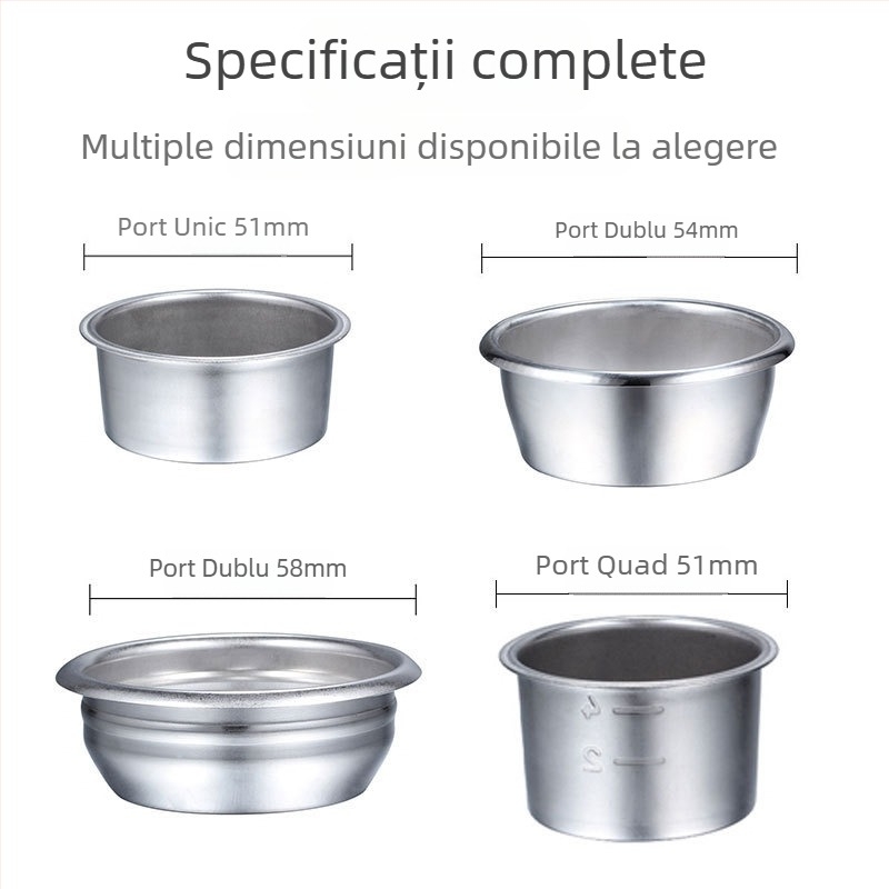 Filtru de cafea pentru turnat manual din oțel inoxidabil 304, ceașcă de filtrație, compatibil cu dimensiunile 51/54/58 mm, pentru o singură sau dublă porție